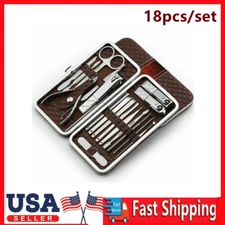 18PCS Manicure Pedicure Set Stainless Steel Professional Nails Clipper Kit USA