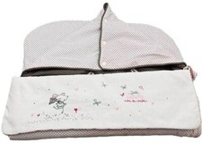 Alinéa nid d'Ange en coton blanc/taupe  à pois rose brodée souris bébé 0-3 mois