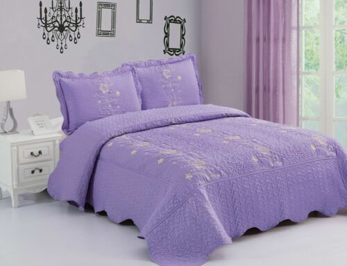 3Pcs Embroidery Quilts Bedspreads Set Bedding Coverlet Set  Laapaz - 第 1/4 張圖片