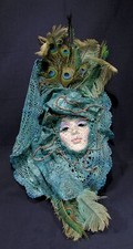 Mid to Late 20th C Mardi Gras Mask Wall Art Signed Monj , New Orleans on Back