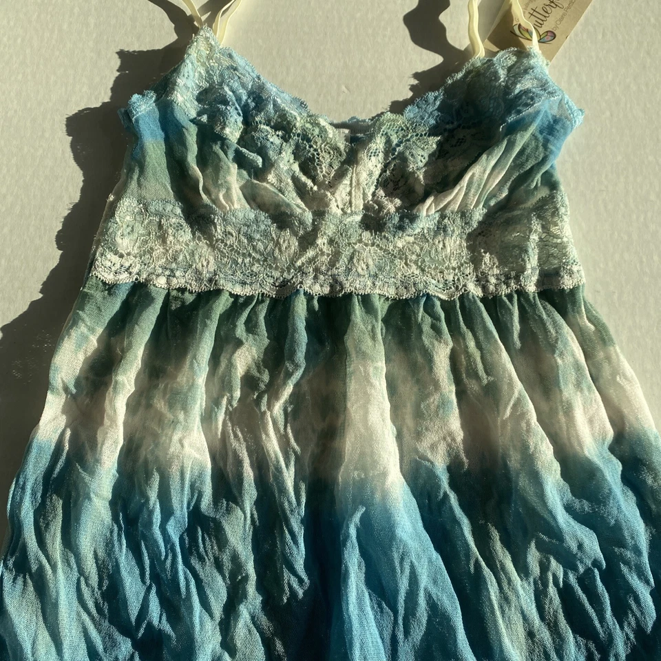 Camisón Babydoll Claire Pettibone Mariposas Martinica Malla Azul Nuevo con Etiquetas Xs Foto 2 de 4