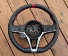 NEW LEATHER Steering Wheel for Alfa Romeo Stelvio Giulia 17-20 OEM Red Strip