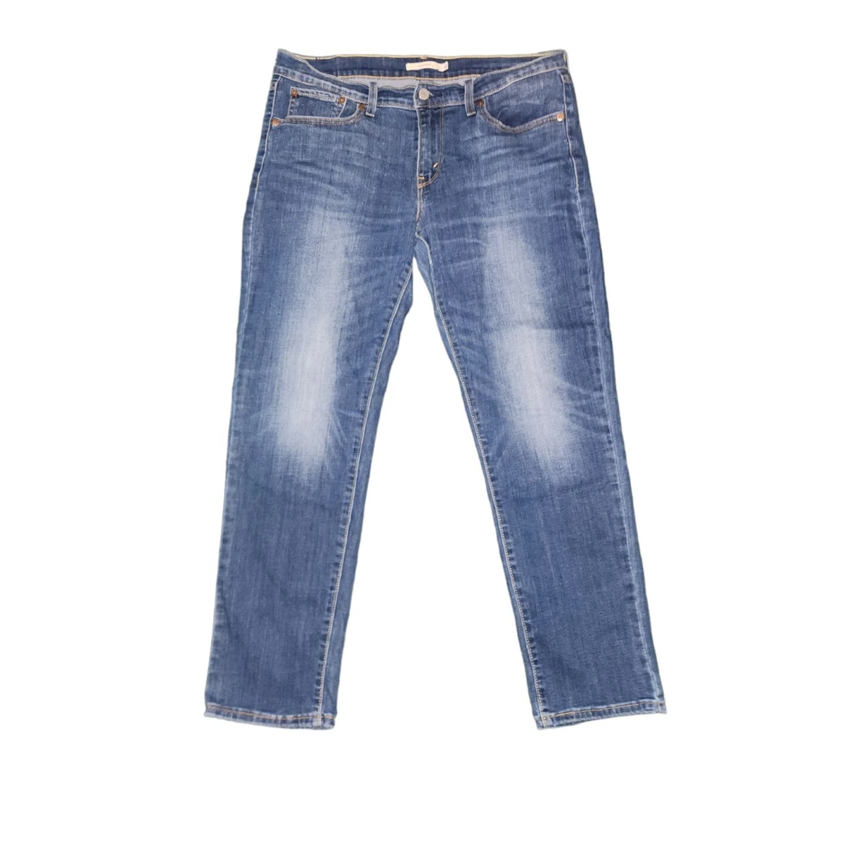 Womens Levis Size 30 Cropped Blue Boyfriend Denim Jeans 26.5 inch