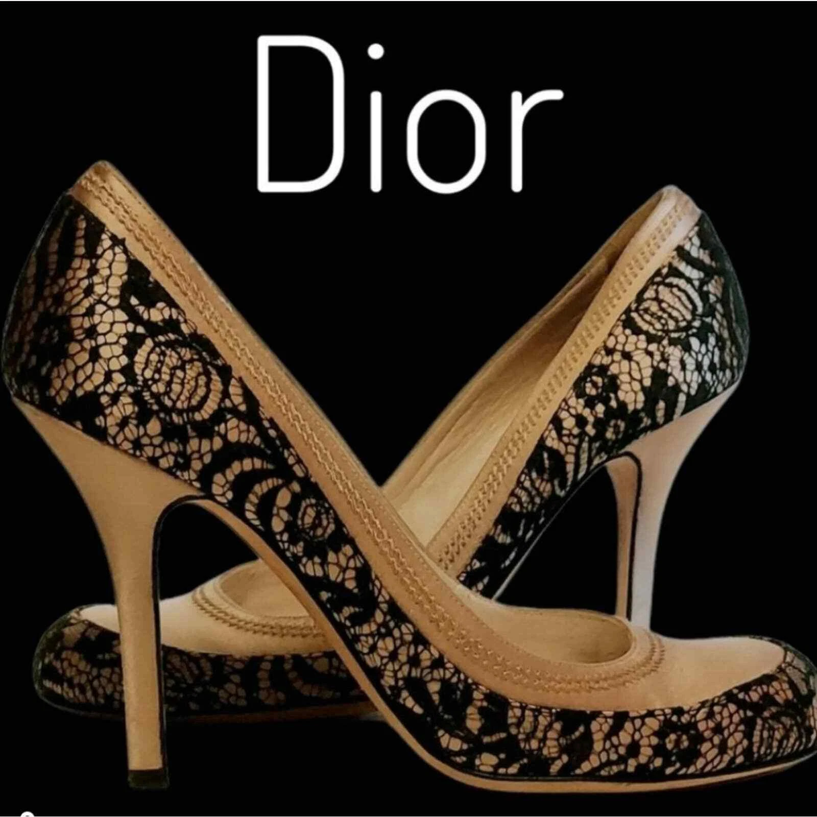 Talons dentelles authentiques Dior dentelle nus taille 37