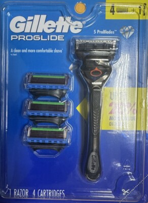 Gillette Proglide 1 Razor 4 Cartridges 