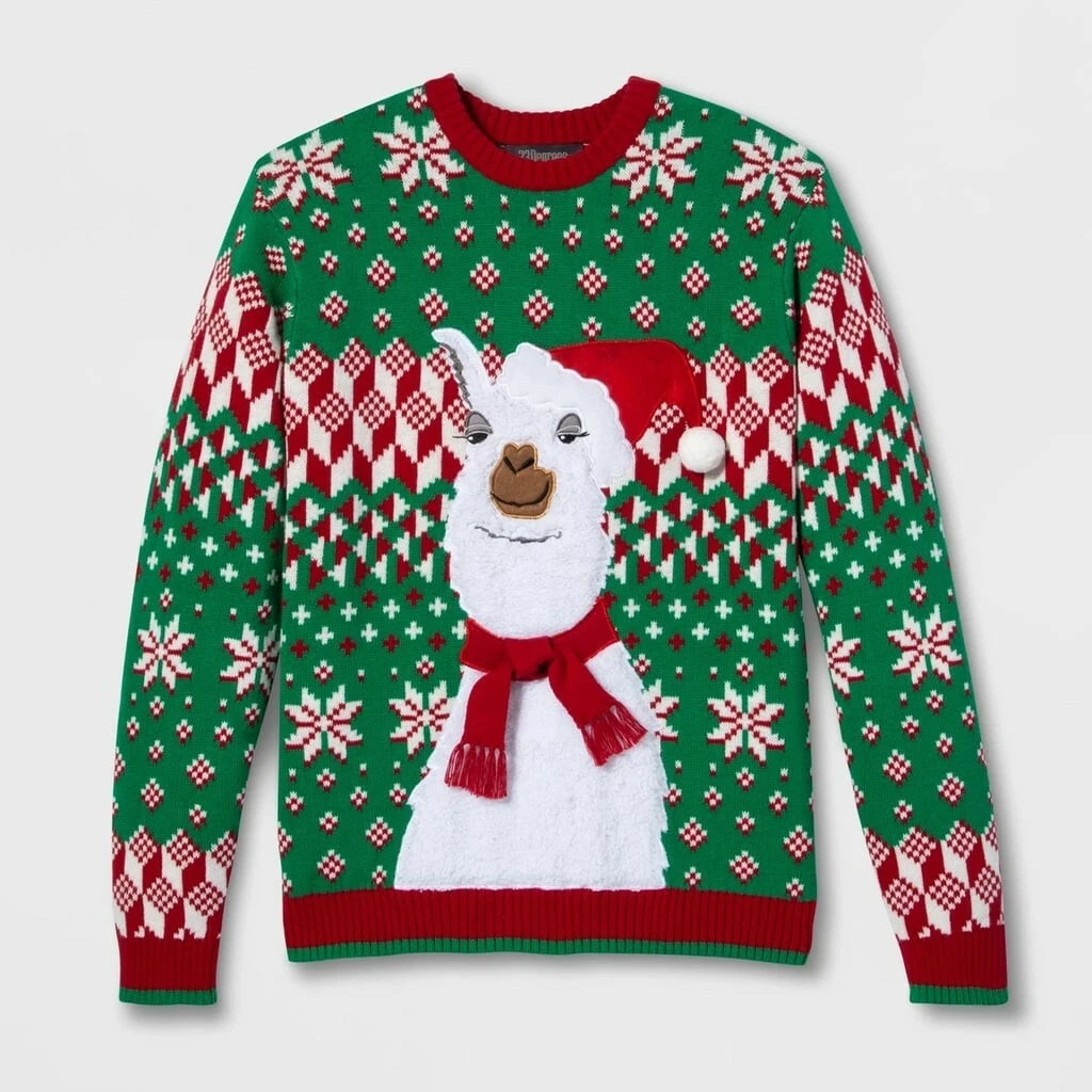 33 Degrees Smug Llama Ugly Christmas Sweater Size L