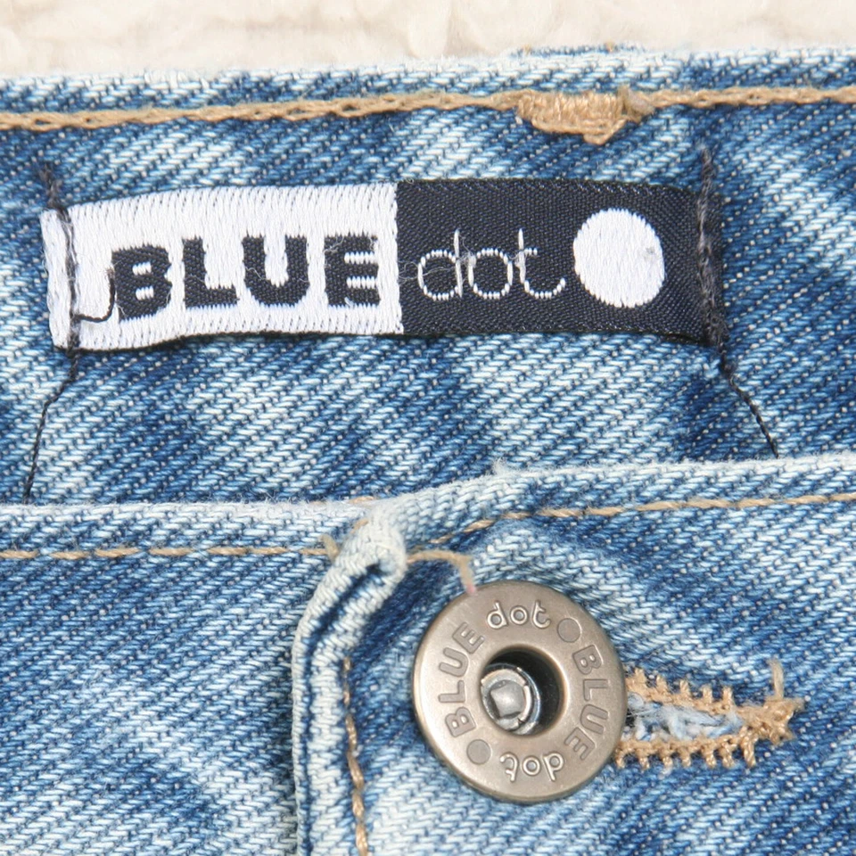 Pantalones de mezclilla Blue Dot azules lisos para mujer algodón Eleven 11 para mujer 34" x 29 J17 Foto 4 de 4