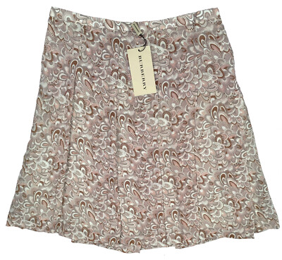 NEW Burberry Silk Skirt! Black Gray & Blue or Brown Tan