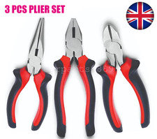 3 Pcs HEAVY DUTY 150mm 6" COMBINATION LONG NOSE SIDE CUTTER CUTTING PLIERS SET