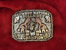 CHAMPION TROPHY BUCKLE PRO RODEO COWBOY NATION BULL RIDING  1983  RARE  R86