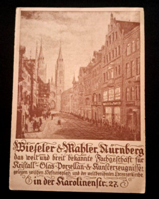 Antique GERMAN advertising w/map, Wieseler & Mahler NURNBERG pamphlet
