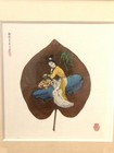 Antique Chinese Geisha with Flowers on Leaf Oil Painting  — photo 3