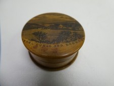 ANTIQUE TURNED TIMBER ROUND BOX MAUCHLINE WARE COMPASS CASE CAPEL CURIC SNOWDON
