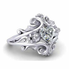 Elegant 925 Sterling Silver White Topaz Charms Wedding Engagement Ring Size 8