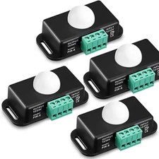 4x Auto ON OFF Detector Infrared PIR Motion Sensor Switch LED Light Strip Black