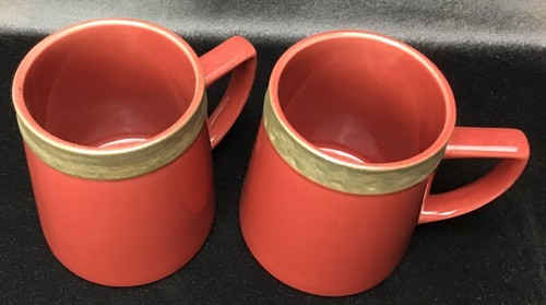 2 Sango Rustic Cranberry Coffee Tea Mug Set Replacement Red Dinnerware Mugs EXC! - Picture 3 of 4