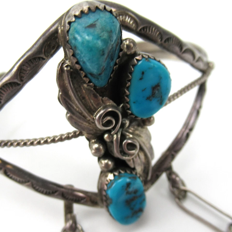 Hopi / Navajo Armreif 925 Sterling Silber Türkis Native American Silver Bracelet - Bild 4 von 4