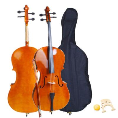 New 4/4 Full Size Professional Sound Natural Color Cello +Bag+Bow+Rosin+Bridge