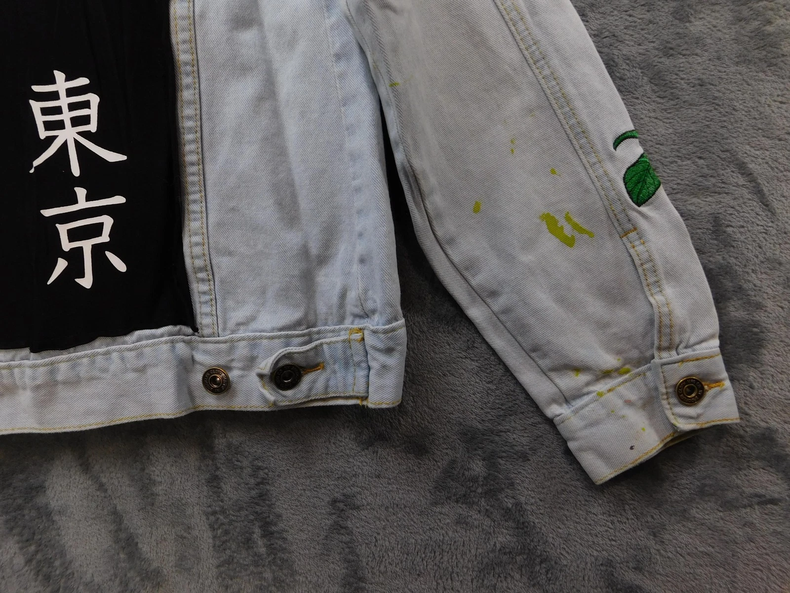 Brooklyn Cloth Denim Jacket Mens Medium Light Wash Tokyo Roses Embroidered image 9