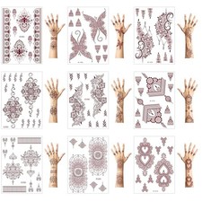 10 Sheets Henna Temporary Tattoo, Semi Permanent Tattoo Stickers