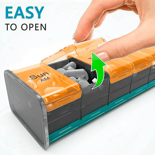 Organizador de píldoras extra grande XXL soporte de vitaminas para suplementos semanales doble - Imagen 6 de 8