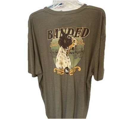 Banded Pointer Dog Graphic Olive Green Men's T-Shirt 3XL