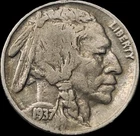 1937 P Buffalo Nickel 5 Cent US Coin