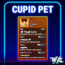 World Zero WZ - CUPID PET - LVL 150 - PERFECT VAMP PERKS