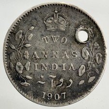 1907 India 2 Annas Silver Coin | Collectable Grade