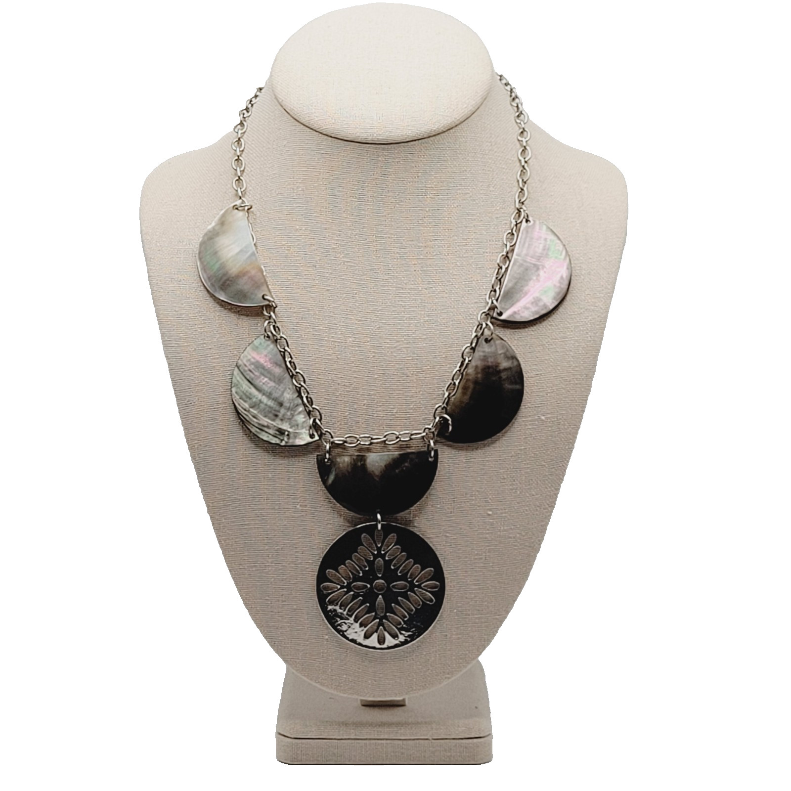 Shell Seashell MOP Abalone Half Circle Silver Ton… - image 7