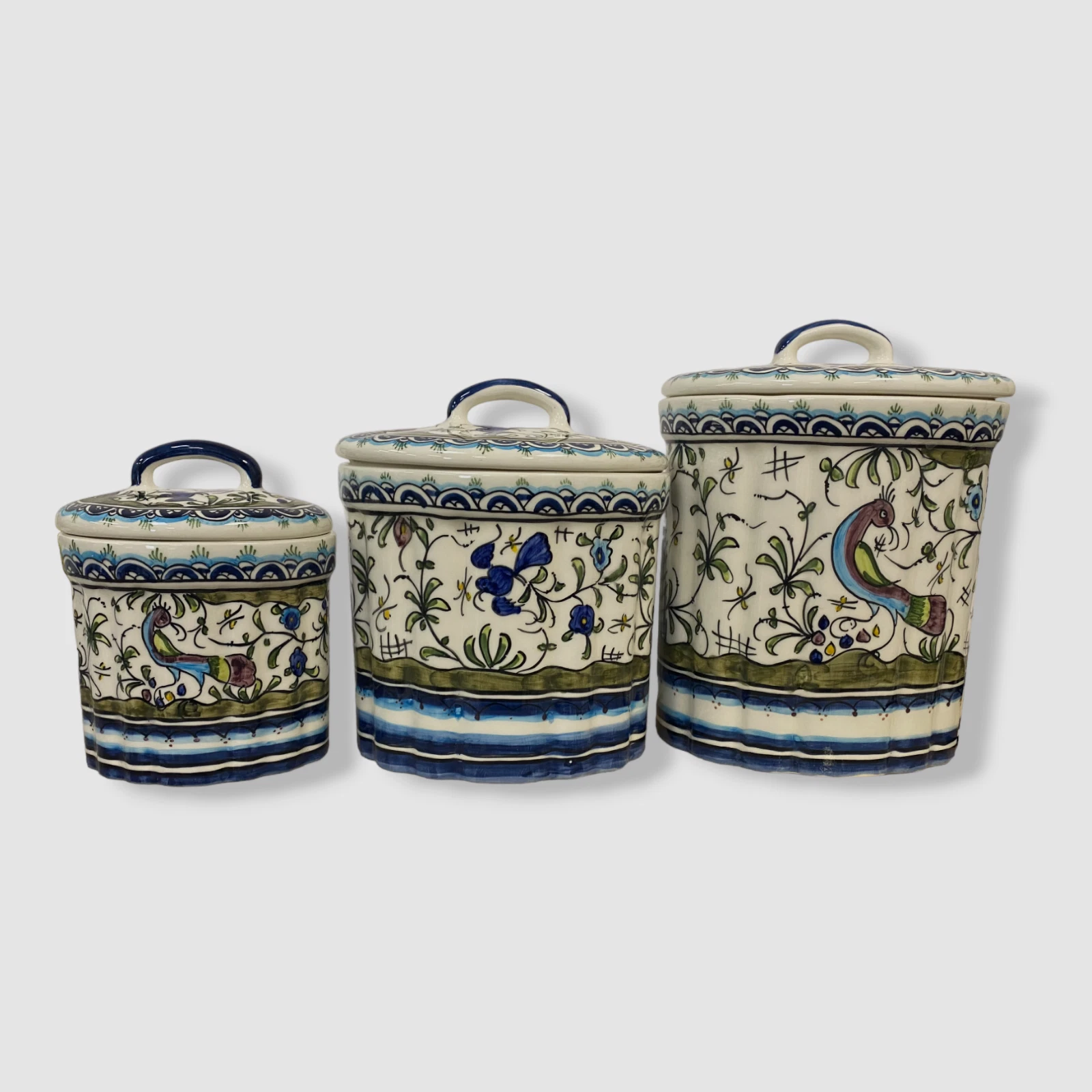 $495 Neiman Marcus Pavoes Handle Lid Storage Artwork Earthenware Canister Set
Opens in a new window