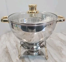 Command Performance Gold 9 1/2" X 6" Stainless Steel 18/10 Warming Tray/Fondue 