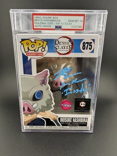 Demon Slayer Inosuke Flocked PSA Cert Auto GEM Mint 10 Funko Pop! (READ DESC)