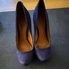 Schutz Blue Suede Stiletto Pumps Pointed Toe ...