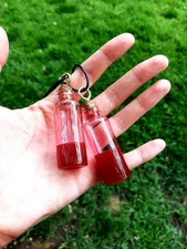 Red Vial Couples Pendant /FauxBlood Vial Necklace Til Death Do Us Part