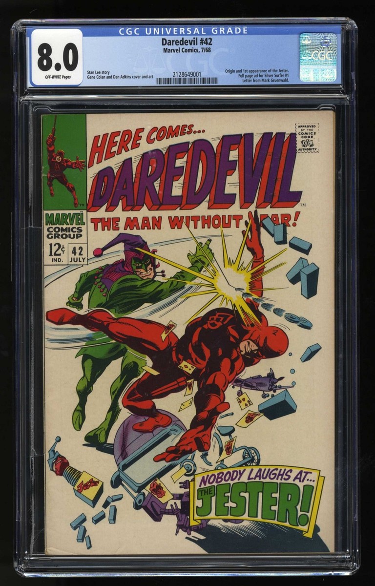 Daredevil #42 CGC VF 8.0 Off White 1st Appearance Jester! Marvel