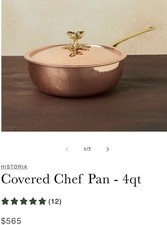 Ruffoni Historia Hammered Copper 4-QT Chef  s Pan NIB