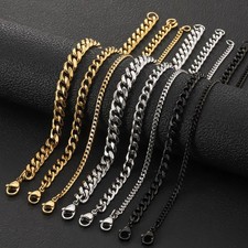 Men Women Cuban Link Chain Necklace Stainless Steel Punk Goth Jewelry Gold Silve