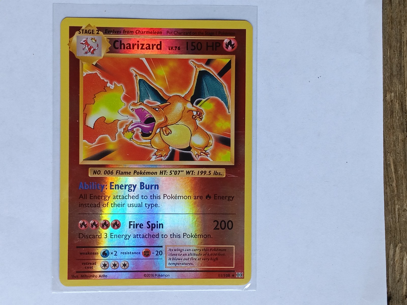 Pokemon TCG Charizard 11/108 Evolutions Reverse Holo Rare 150 HP Eng 2016