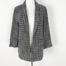 Nanette Lepore Black Tweed Blazer Relaxed Career Professional Size Large Women's