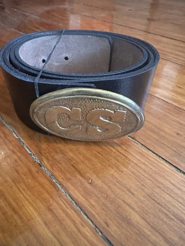 CSA Civil War Reproduction Brass Buckle and Leather Belt
