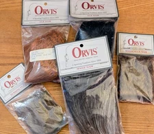 Vintage ORVIS Fly-Tying Dubbing Fur & Hair: Elk, Moose, Muskrat, Woodchuck NOS
