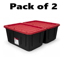 Large Storage Bin, 27 Gallon Plastic Storage Container w/Snap-On Lid, Pack of 2