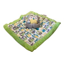 Carters Owl Baby Security Blanket Lovey Plush Soft Green Gray 13x13  Toy Stuffed
