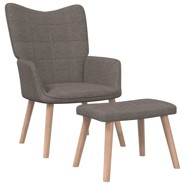 Relaxsessel Loungesessel Sessel Polsterstuhl Mit Hocker Taupe Stoff-image