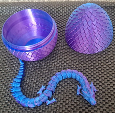 3D Blue & Purple Dragon Ornament Figurine in Egg Shell