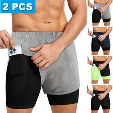 Men's 2-in-1 Workout Running Shorts Lightweight Breathable Quick Dry Beach Pants