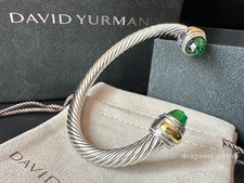 Davld-YurmanSilver &Gold 7mm Cable Cuff Bracelet With Dark Green M