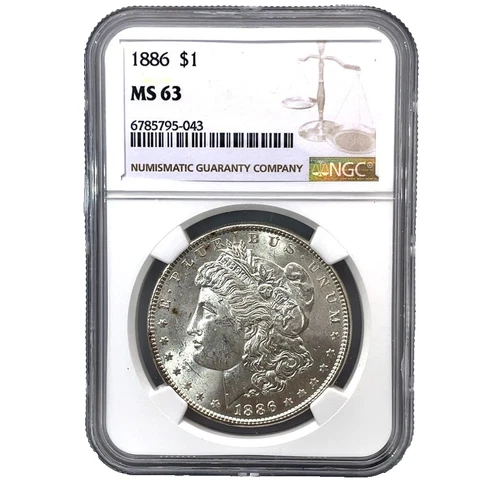 1886-P $1 Morgan Silver Dollar NGC MS63