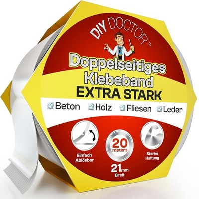 DIY Doctor Doppelseitiges Klebeband Extra Stark   Universelles Montageband für